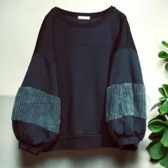 レディース バルーンスリーブ 黒 トレーナー LL SIZE 美品