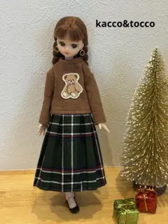 No.3679 ハンドメイド22cmドール服 2点セット（ピアス付き）