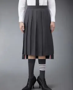 トムブラウン ロングスカート チャコールグレー THOMBROWNE 新品 36 