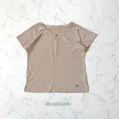 McGREGOR/半袖Tシャツ/L/ベージュ/ボーダー/Vネック/ナチュラル