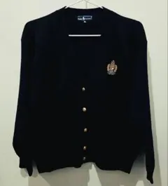 90's希少カーディガンRalphLaurenラルフローレン金ボタンエンブレム黒