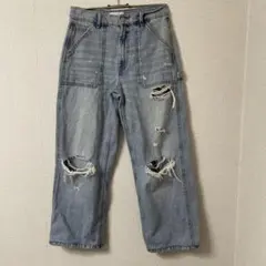 ダメージ加工ブルーデニムパンツ - メルカリ