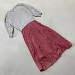 組曲 ワンピース ニット切替 プリーツスカート バイカラー サイズ1 オシャレ