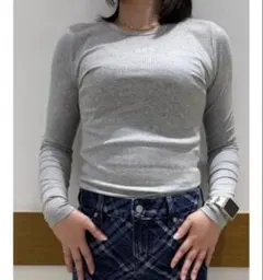 モダンリブ GAPロゴ クロップドTシャツ【XS】 グレー