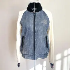 大福様　トミー デニムジャケット ブルゾン M 異素材スタジャン風 青 白