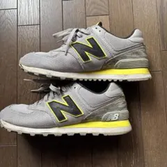 new balance 574 26.0cm グレー/黄色