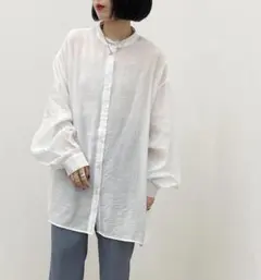 apresjour mignon シアー袖ボリュームバンドカラーシャツのサムネイル