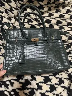 ダークグリーン クロコダイル風ハンドバッグ クロコハンドバッグ ダークグリーン – RealCroco