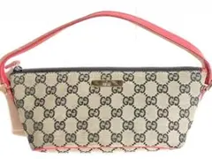 グッチ GUCCI アクセサリーポーチ GG ハンドバッグ キャンバス 赤