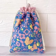【カラフル×花×蝶】給食袋　ループ付き　小学校　新入学　新学期　 E-16