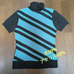 a・v・vストライプタートルネックニット 半袖