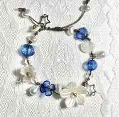 青い花 ブレスレット 森ガール フェアリーグランジ ウィッシュコア 調節可能
