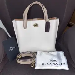 COACH ウィロウ トート 24 カラーブロック　ブラス/チョーク　アイボリー