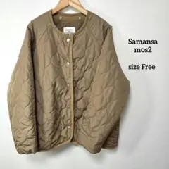Samansa mos2 blue キルティングジャケットFree