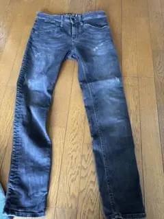 マックスフリッツ レディース バイクブラックデニムパンツ スリム