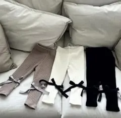 リボン レギンス リブ タイツ パンツ 韓国 スパッツ ベビー 子供服 オシャレ