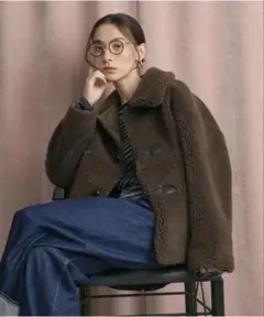 BEAUTY&YOUTH2025 ボア*フェイクムートン ループボタンジャケット