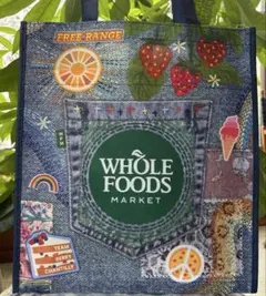 ホールフーズ マーケット　フロリダで購入　 エコバッグ デニム調　片側ポケット付