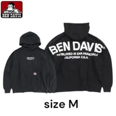 美品 BEN DAVISベンデイビス 背面ビッグロゴ プルオーバーパーカー 黒