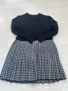 ミキハウス MIKIHOUSE ニットチェックワンピース100cm