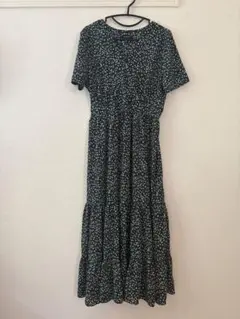 HOTPING ホットピング　フレアワンピース　花柄 半袖 ロング　フェミニン