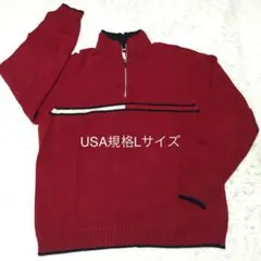 大きいサイズ美品 Tommy Hilfger レッド胸ロゴ プルオーバー綿ニット
