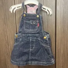 ミキハウス デニム オーバーオールスカート　M