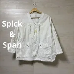 Spick & Span★ホワイト ノーカラージャケット 刺繍 ミリタリーのサムネイル