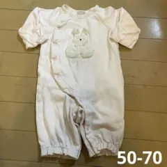 プティマイン　肌着付き　2WAYオール　うさぎ　ピンク　50-70