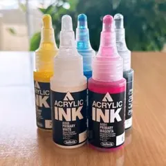 ホルベイン　acrylic ink アクリルインク　エアブラシインク 5色のサムネイル