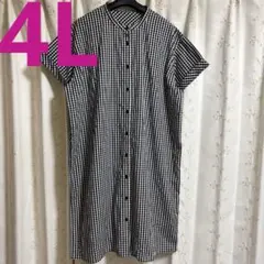 BLUE STRIVEしまむら 大きいサイズ 4L シャツワンピース・チェック柄