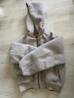 ベージュ フリースジャケット フード付き earth music&ecology