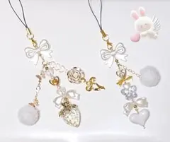 ビーズキーホルダー 韓国 コレクトブック y2k チャーム いちご 【A25】