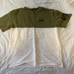 PUMA プーマ バイカラー Tシャツ カーキ ホワイトのサムネイル