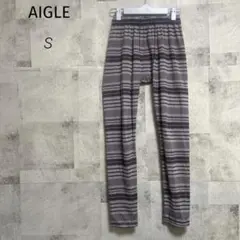 AIGLE エーグル【S】レギンス グレー ボーダー スポーツ 登山 アウトドア