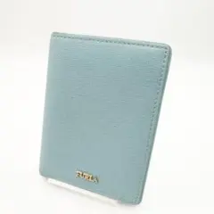 【美品】 フルラ カードケース パスケース 名刺入れ レザー ライトグリーン