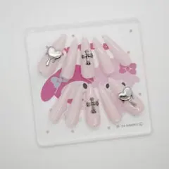 ♡ ネイルチップ 現品 量産型 地雷 シズニルック クロムハーツ ピンク ♡