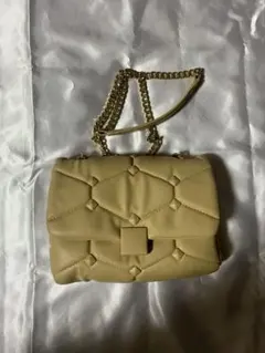 ZARA ベージュ キルティング ショルダーバッグ