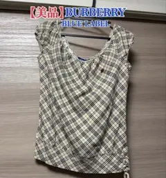 バーバリーブルーレーベル】ブラウス ノバチェック リボン 水色 y2k 38
