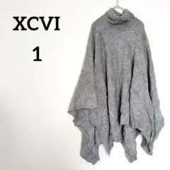美品✨ XCVI 【1】ポンチョ タートルネック グレー ニット シンプル 無地