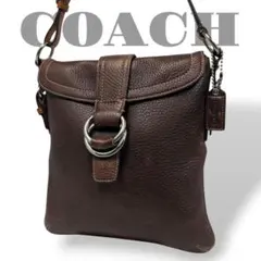 美品　コーチ　ショルダーバッグ　斜め掛け　レザー　ブラウン　ソーホー　シボ革