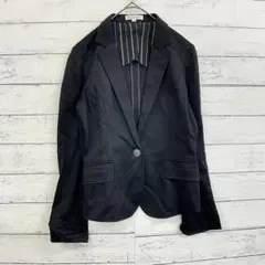 【美品】ナラカミーチェ テーラードジャケット 黒 I ストレッチ 裏地ストライプのサムネイル