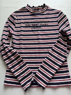 メゾンピアノ　LOVE TOXIC ストライプ長袖カットソー
