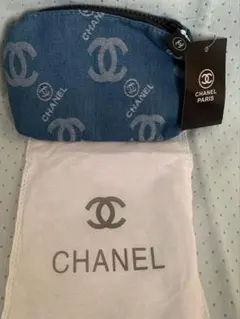 新品未使用☆CHANELシャネル☆デニムポーチ 保存袋&ミニショッパー付 