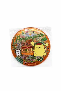ポムポムプリン 缶バッジ ホログラム ラメ オレンジ 音楽デザイン サンリオ