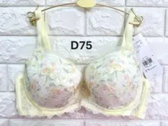 トリンプ　レッドレーベル0121　クチナシの花と蕾　ブラジャー　イエロー　D75のサムネイル