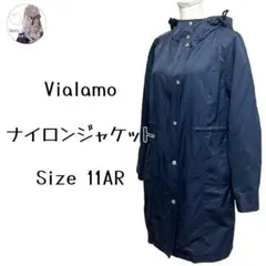ヴィアラモ　ナイロンジャケット　フード　ジップアップ　レディース　ネイビー　L