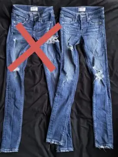 美品　GYDA ジェイダ　スキニーデニム ダメージ　xs