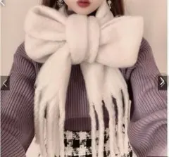 GRL 起毛フェイクウールフリンジボリュームマフラー fo1430 ホワイト