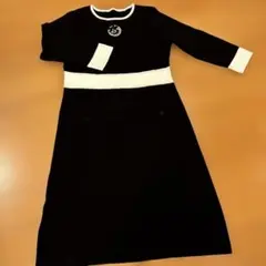 バイカラー ニットワンピース